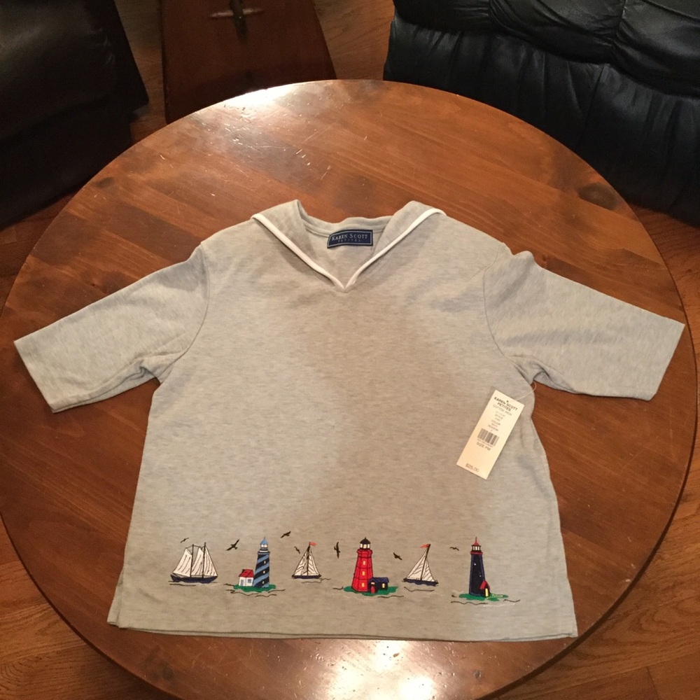 Karen Scott Petites lighthouse grey Top